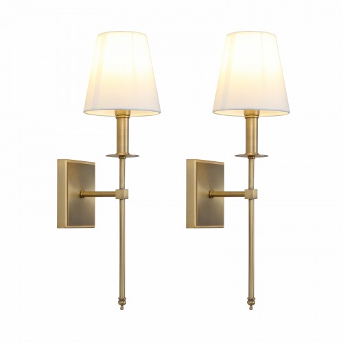 1/Pair Modern Industrial Edison Bedside Wall Sconce White Cloth Shade